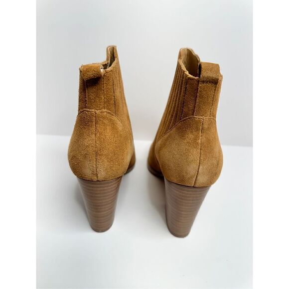 Marc Fisher Ankle Boots Womens Size 6.5 Tan Block Heel Suede Leather Booties New - Picture 6 of 10